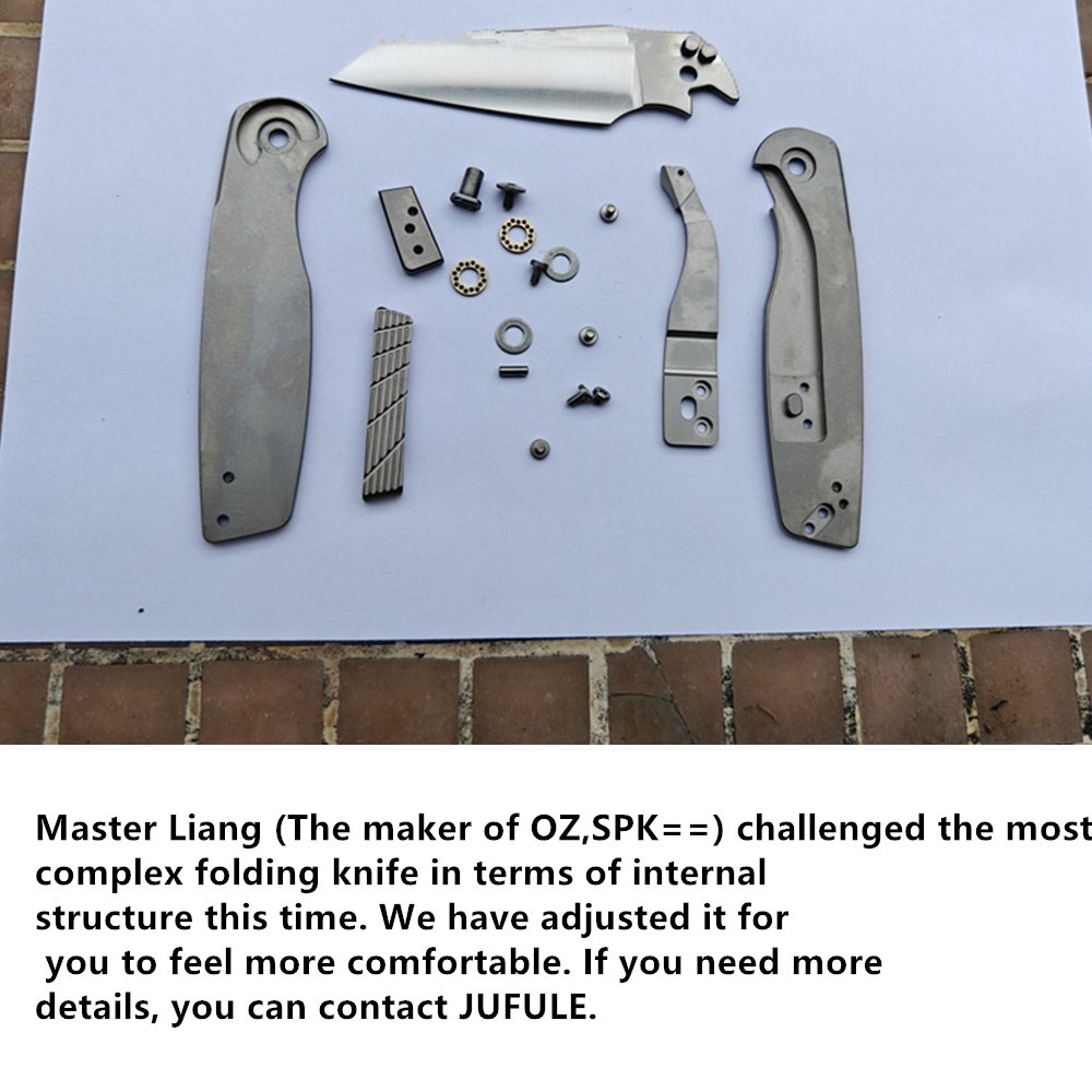 JUFULE New Brown Cortex XL Front Flipper Titanium 154CM Steel Ceramic Bearing Pocket EDC Tool Camping Hunt Outdoor Folding Knife — Titanium EDC, Titanium handle — capture 3