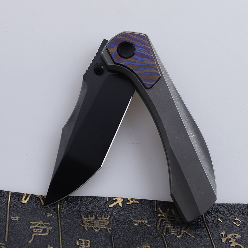 M390 Steel Folding Knife with Titanium Alloy Handle Outdoor Survival Camping Hiking Portable EDC Practical Tool — Titanium EDC, Titanium handle — capture 2