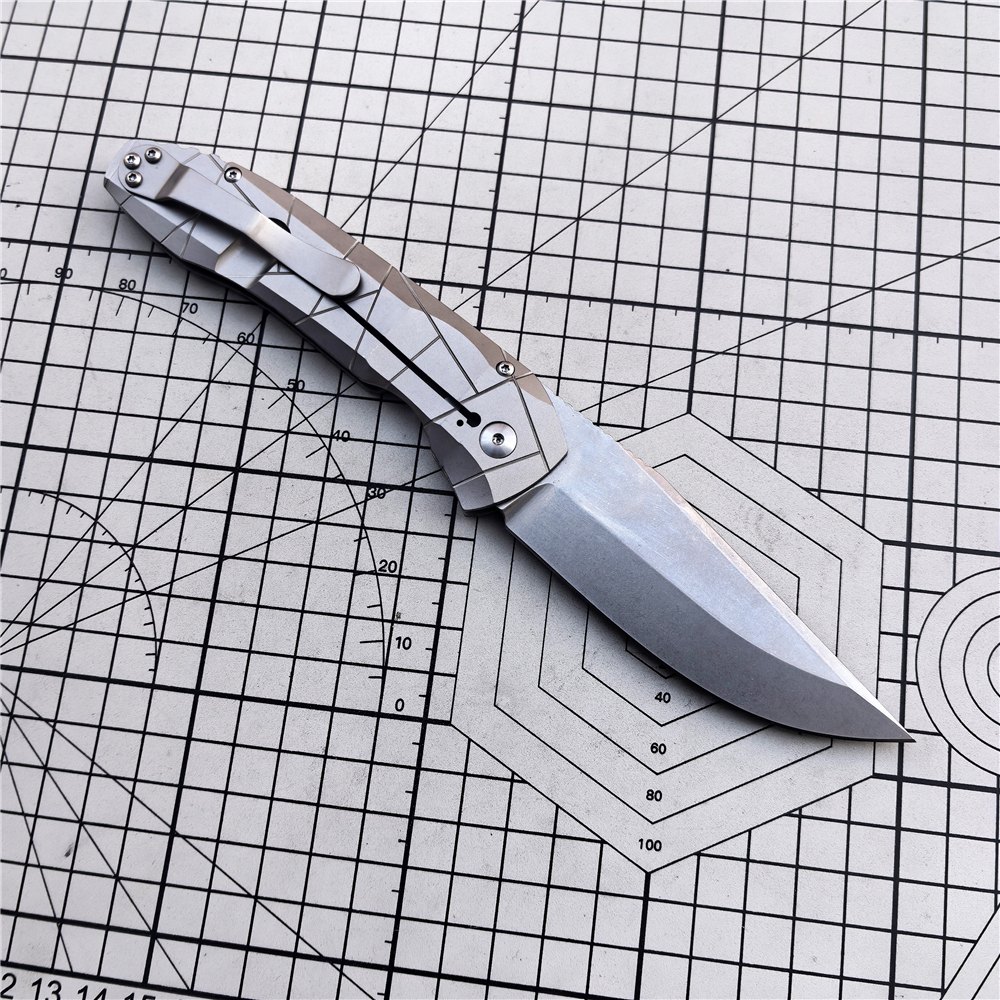 Pocket Folding Knife Tag S90V Blade Titanium Alloy Handle Camping Outdoor Survival Fishing Hunting Knife Hiking EDC Defense Tool — Titanium EDC, Titanium handle — capture 2