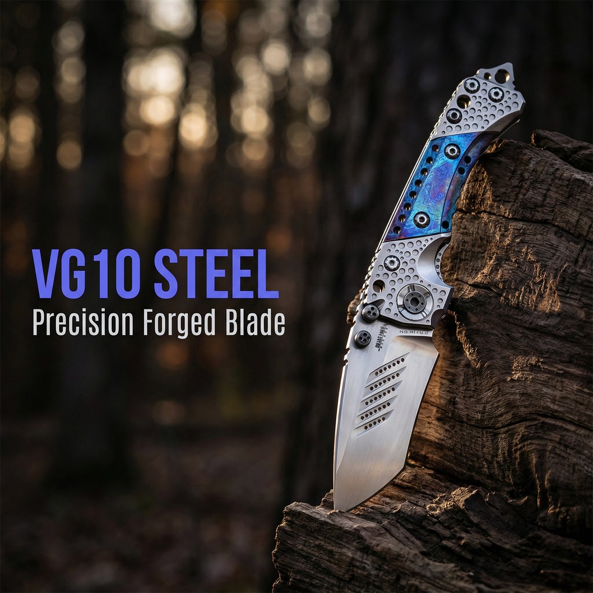 Miller - T1 Series - Handcrafted Blue-Iron Process Heavy-duty Folding Knife, TCA Titanium Handle, Artistic Collection Piece — Titanium EDC, Titanium handle — capture 2