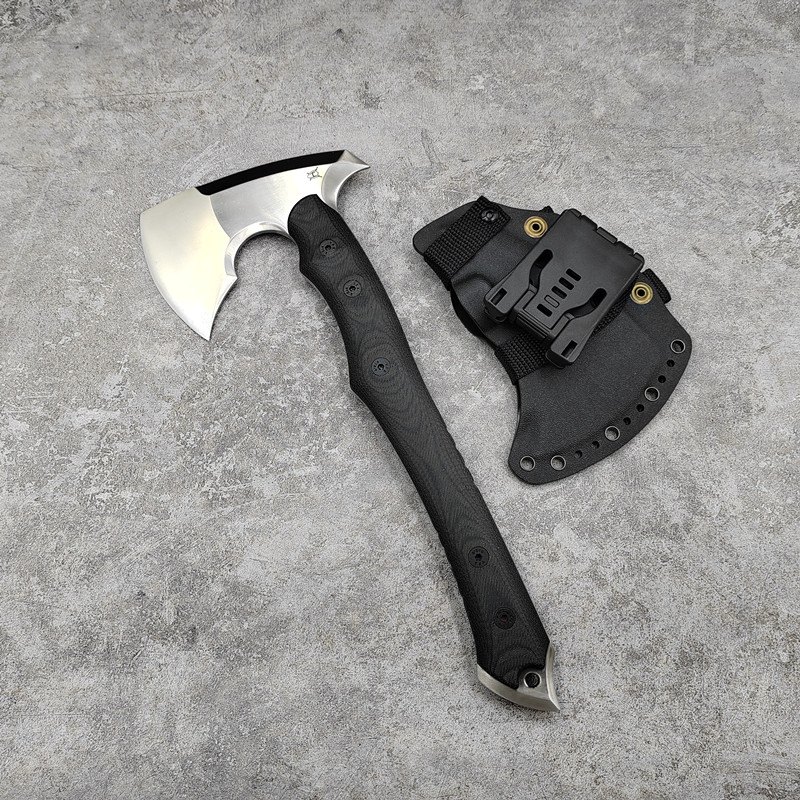 HJF Axe DC53 Blade Linen Handle With K Sheath Outdoor Camping Hunting Survival Tactical Utility EDC Axe — Fixed Blade, Premium steel — capture 2
