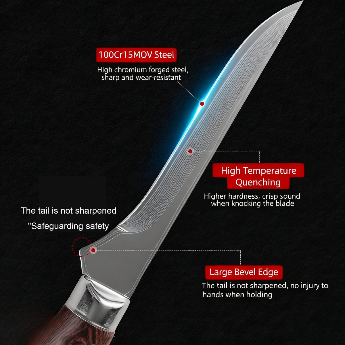 Damascus Knife Chef Boning Knife Damascus Knives Kitchen Cooking Meat Cleaver Vegetables Slicing Fruit Fish Knives Wooden Handle — Damascus, Damascus steel — capture 3