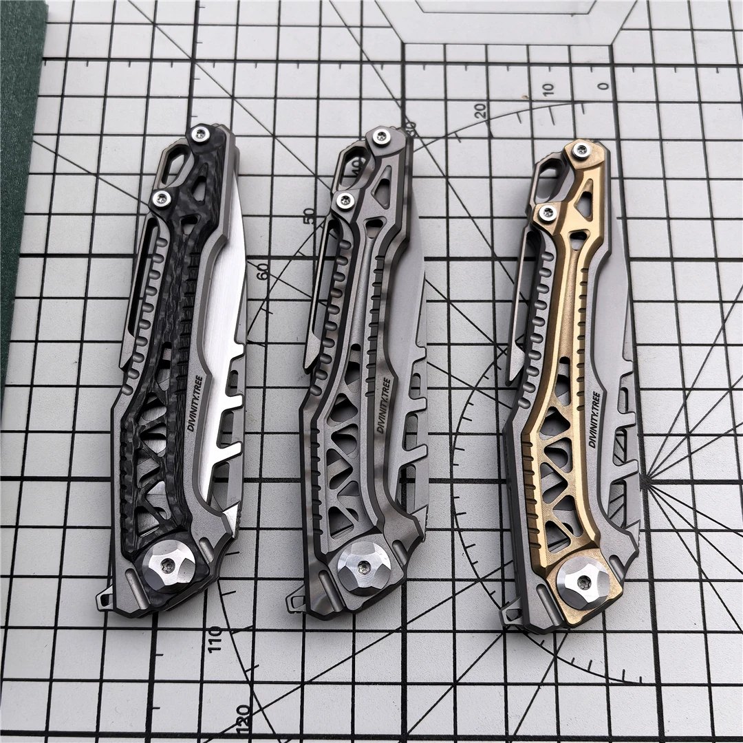 Nimocnives&Fatlong Pocket Folding Knife M390 Steel Blade Titanium Alloy Handle Outdoor Camping Survival Sharp Hunting Knife EDC — Titanium EDC, Titanium handle