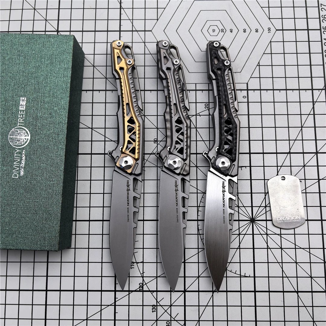 Nimocnives&Fatlong Pocket Folding Knife M390 Steel Blade Titanium Alloy Handle Outdoor Camping Survival Sharp Hunting Knife EDC — Titanium EDC, Titanium handle — capture 3