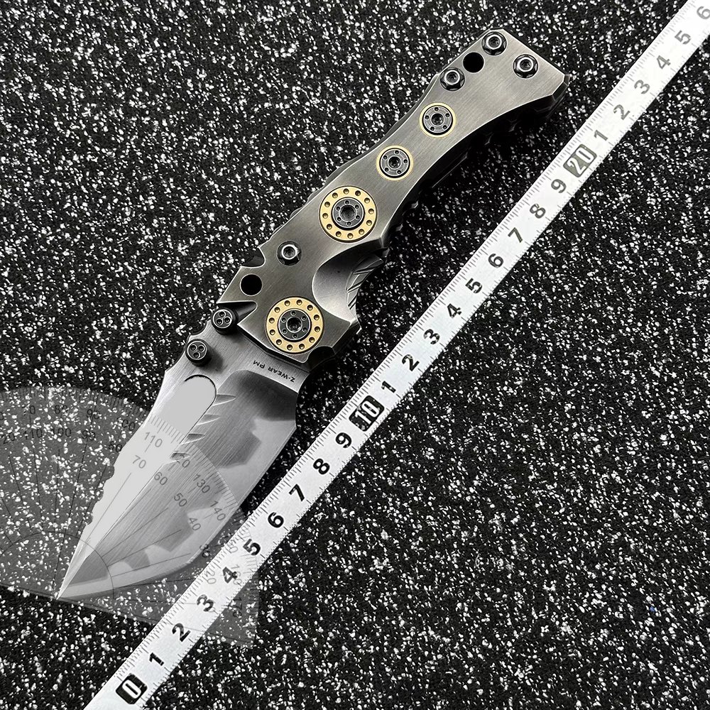 T1 heavy-duty folding knife Z-Wear blade TC4 titanium alloy handle camping outdoor survival hunting knife hiking defense tool — Titanium EDC, Titanium handle