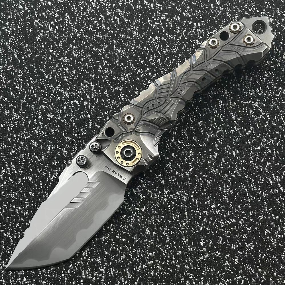T1 heavy-duty folding knife Z-Wear blade TC4 titanium alloy handle camping outdoor survival hunting knife hiking defense tool — Titanium EDC, Titanium handle — capture 3