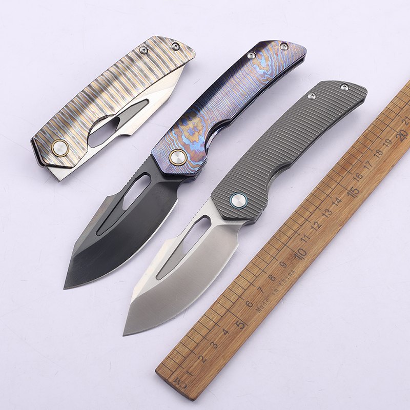 Folding Knife M390 Steel Titanium Alloy Handle Outdoor Survival Camping Portable EDC Collection Tool for Play — Titanium EDC, Titanium handle