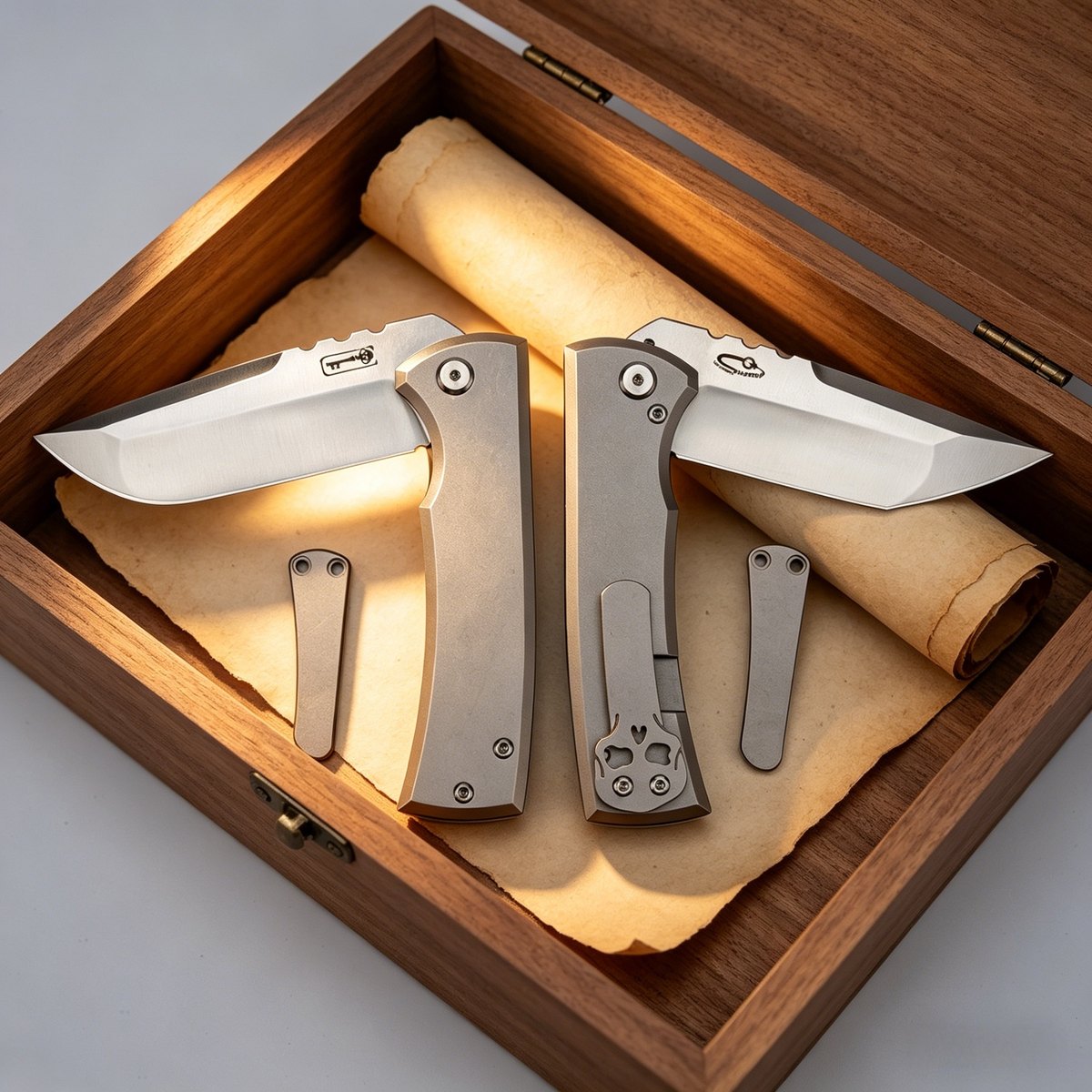 Chaves Knives Redeemer Titanium Alloy Folding Knife, Made of M390 Steel, Outdoor Emergency Knife for Camping in the Wild — Titanium EDC, Titanium handle — capture 3