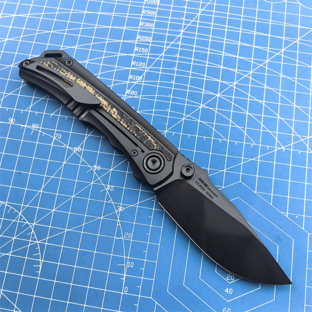 M390 Steel DLC Folding Knife Titanium Alloy Handle Ceramic Bearings Camping Outdoor Rescue Hunting EDC Fishing Defense Tool — Titanium EDC, Titanium handle — capture 3