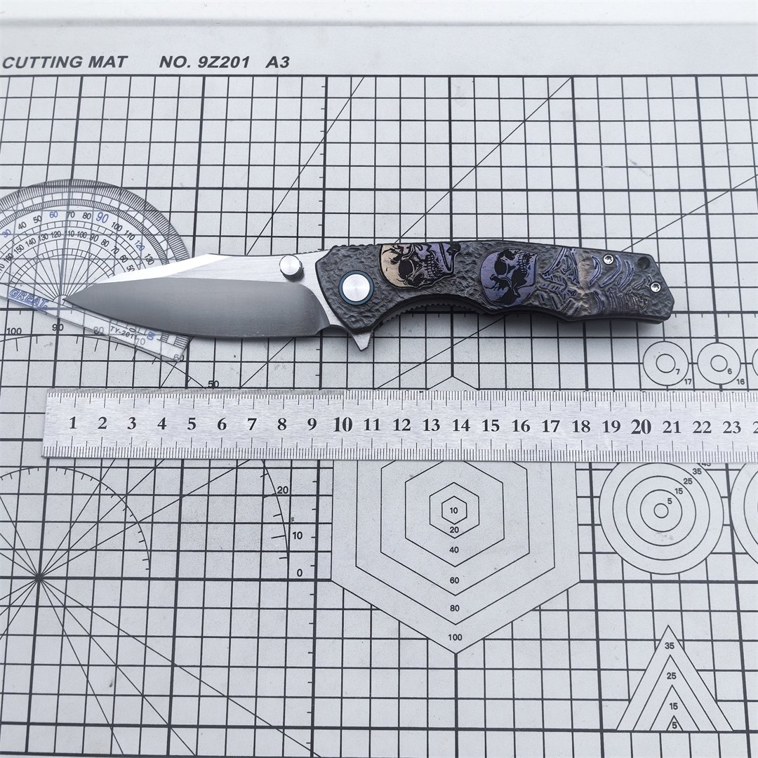 Folding knife Damascus blade TC4 titanium alloy zirconium handle camping outdoor survival hunting knife EDC defense tool gift — Damascus, Damascus steel — capture 2
