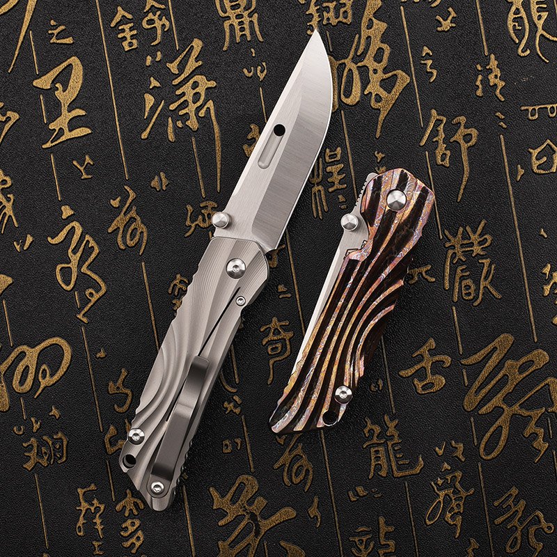 VG10 Steel Folding Knife with Titanium Alloy Handle Portable EDC Outdoor Camping Practical Cutting Tool — Titanium EDC, Titanium handle — capture 2