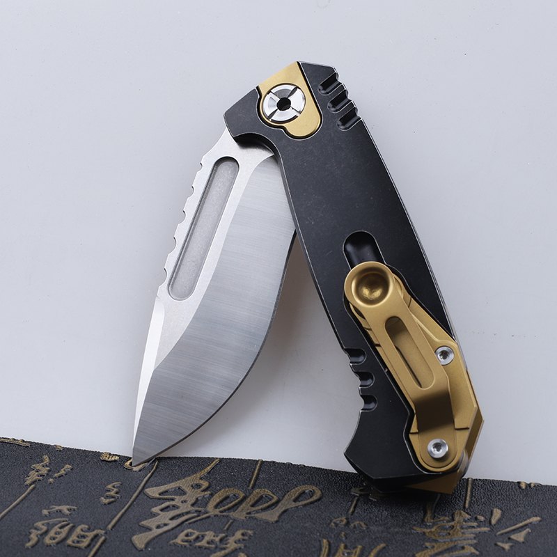 10CR15MOVCO Titanium Alloy Folding Knife Sheet Portable Tool for Outdoor Survival Camping Hiking with Durable Handle — Titanium EDC, Titanium handle — capture 2
