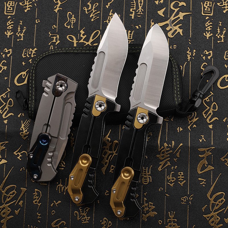 10CR15MOVCO Titanium Alloy Folding Knife Sheet Portable Tool for Outdoor Survival Camping Hiking with Durable Handle — Titanium EDC, Titanium handle — capture 3