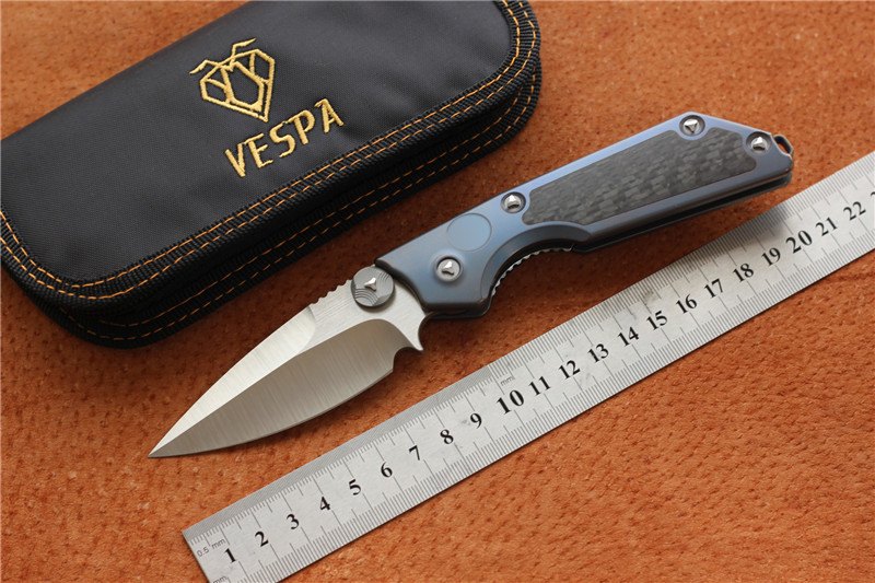 VESPA SMG Blade:M390(Satin) Handle:TC4+CF,Outdoor EDC tools — Folding Knives, Premium steel — capture 2