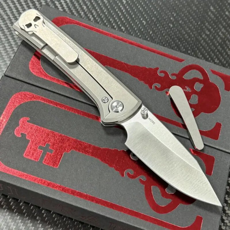Chaves Scapegoat Street Ceramic Bearings Titanium Mark M390 Survival EDC Tool Camping Hunt Outdoor Folding Knife — Titanium EDC, Titanium handle — capture 3