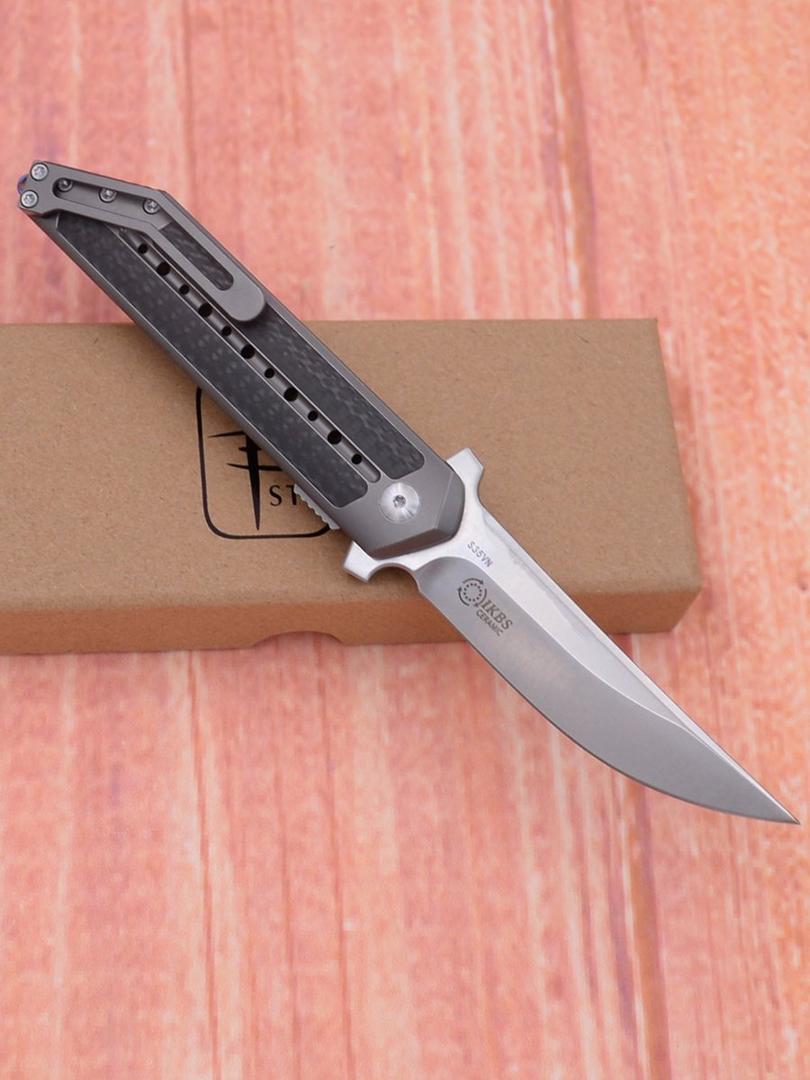 JUFULE ToddBegg Steelcraft Kwaiken Titanium Carbon Fiber Mark S35vn Ball Bearings Pocket EDC Tool Camping Hunting Folding Knife — Titanium EDC, Titanium handle