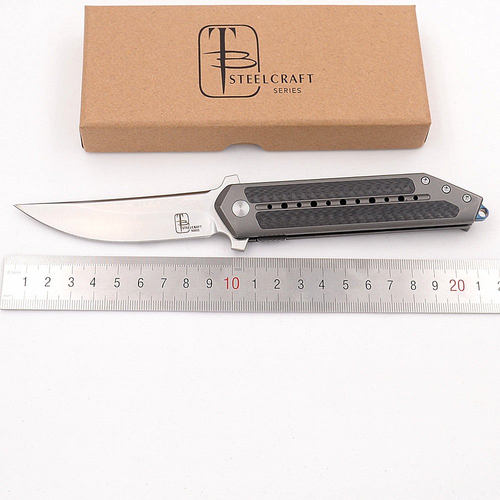 JUFULE ToddBegg Steelcraft Kwaiken Titanium Carbon Fiber Mark S35vn Ball Bearings Pocket EDC Tool Camping Hunting Folding Knife — Titanium EDC, Titanium handle — capture 3