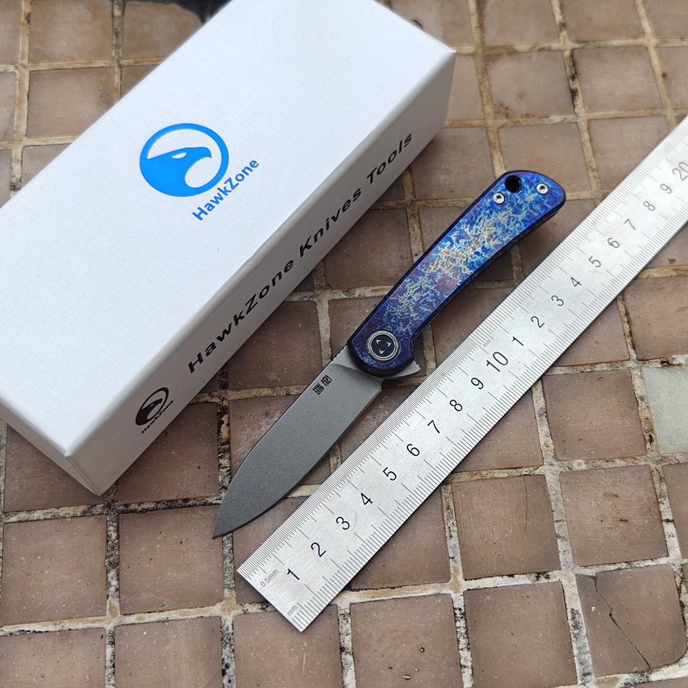 HawkZone Space Time Titanium Handle Knife Vg10 Blade Ceramic Bearings Flipper Pocket Survival Kitchen Camping Outdoors EDC Tool — Titanium EDC, Titanium handle