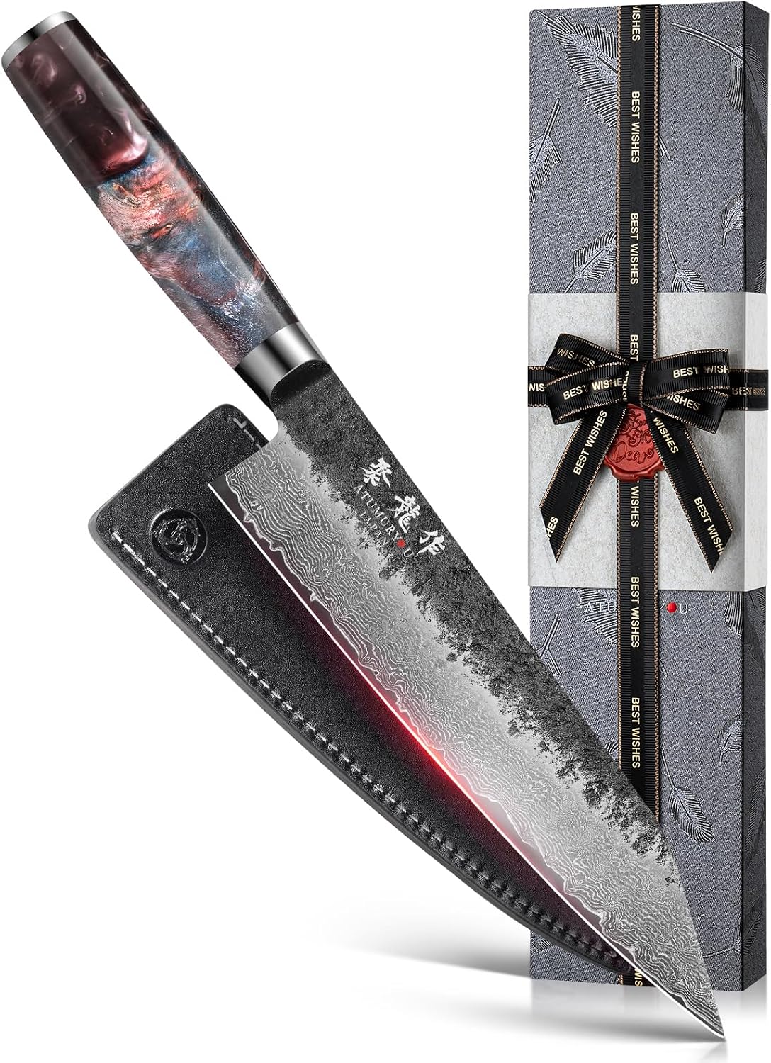 8.27'' Japanese Chef Knife, Razor Sharp Hand Forged Damascus VG10 Steel — Damascus, Damascus steel