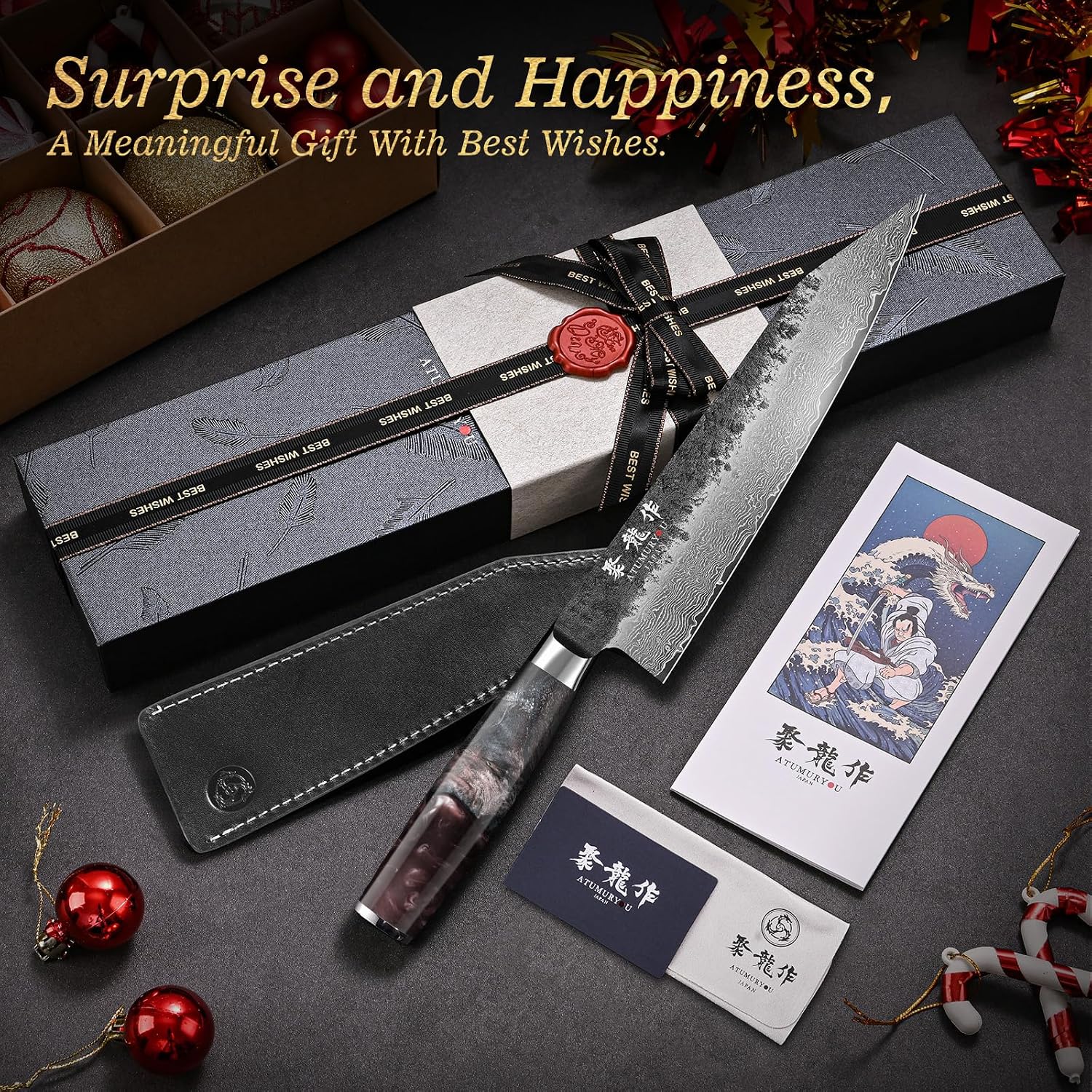 8.27'' Japanese Chef Knife, Razor Sharp Hand Forged Damascus VG10 Steel — Damascus, Damascus steel — capture 2