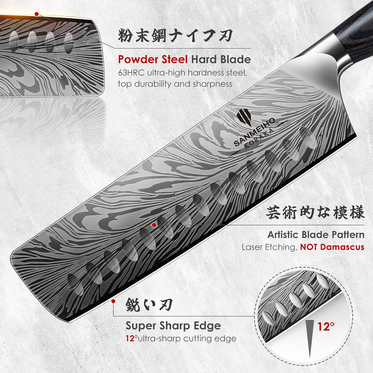 SANMEIHO 7 Inch Nakiri Knife, Ultra Sharp Vegetable Kitchen Knife — Kitchen, Premium steel — capture 3