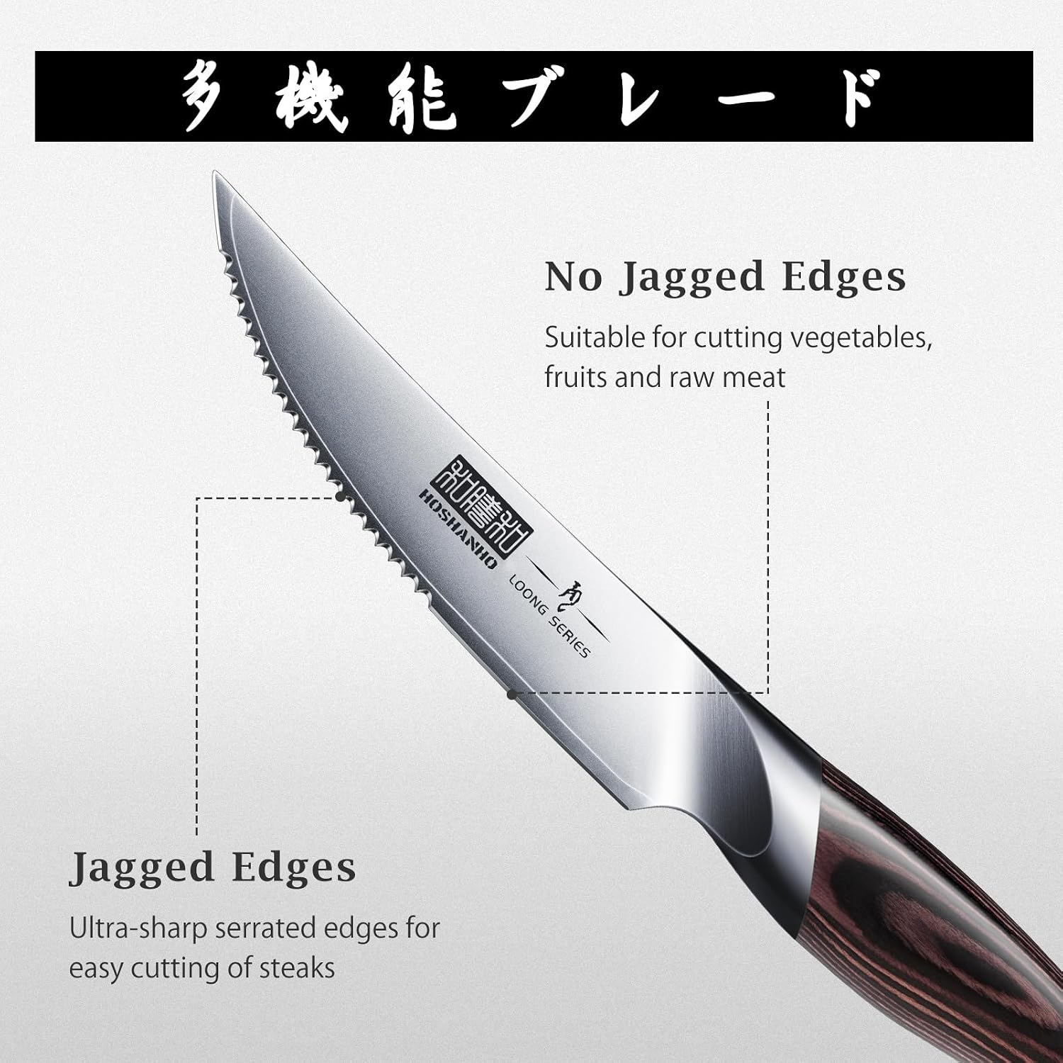 HOSHANHO Steak Knives Set of 6, Ultra Sharp 4.5 in Serrated Steak Knife Set — Kitchen, Premium steel — capture 2
