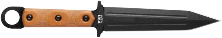 TOPS Knives Modern Gladius Full Tang Fixed Blade- Black Traction Coating Blade Finish- Black Kydex Sheath w/Dangler (Tan Canvas Micarta Handle) — Fixed Blade, Micarta handle — capture 2