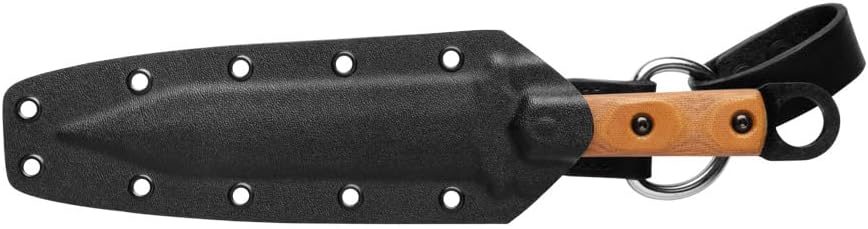 TOPS Knives Modern Gladius Full Tang Fixed Blade- Black Traction Coating Blade Finish- Black Kydex Sheath w/Dangler (Tan Canvas Micarta Handle) — Fixed Blade, Micarta handle — capture 3
