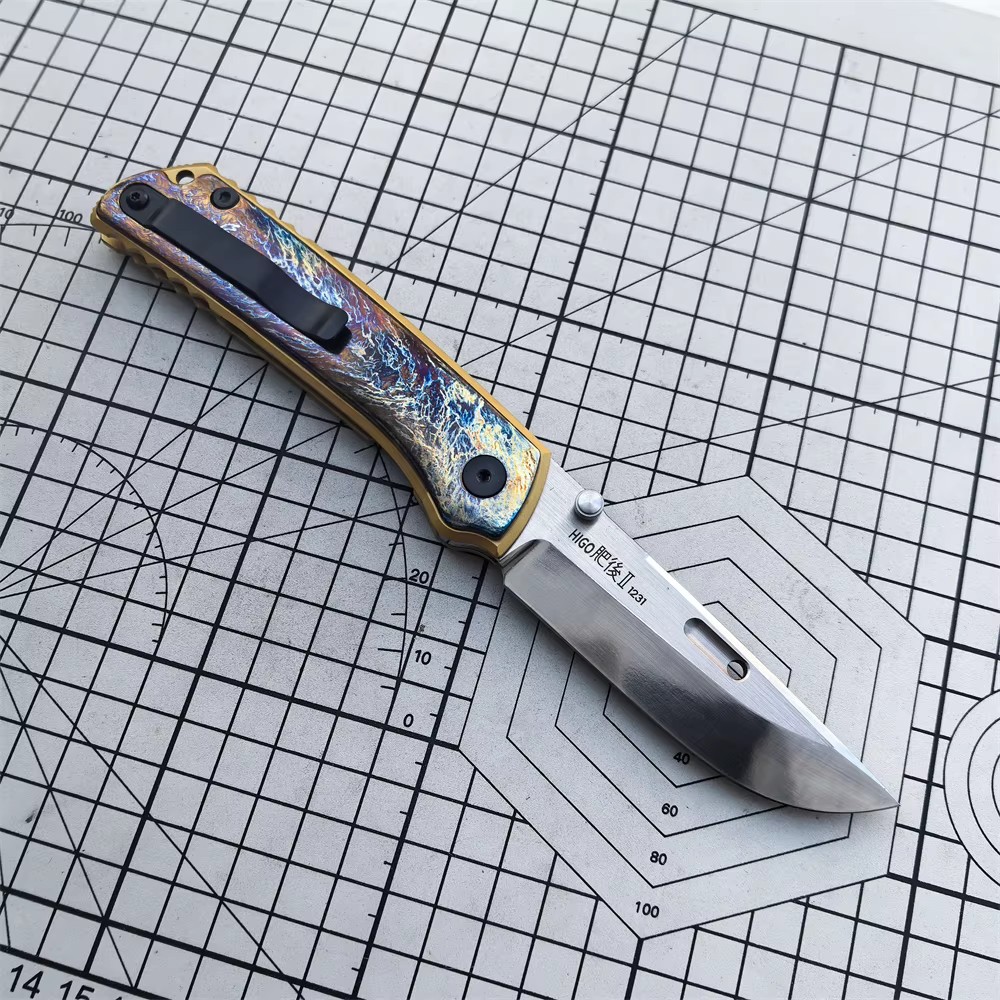 Pocket Folding Knife VG10 Steel Blade TC4 Titanium Alloy Handle Camping Outdoor Survival Hunting Knife EDC Defense Tool Gift — Titanium EDC, Titanium handle — capture 3
