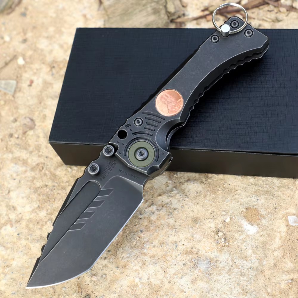 Heavy-duty folding knife, titanium alloy handle, camping survival knife, ideal outdoor knife made of VG10 steel. — Titanium EDC, Titanium handle — capture 2